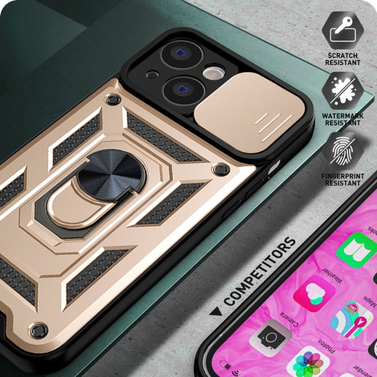  iPhone 14 Skal Armor Hybrid Ring CamShield Guld