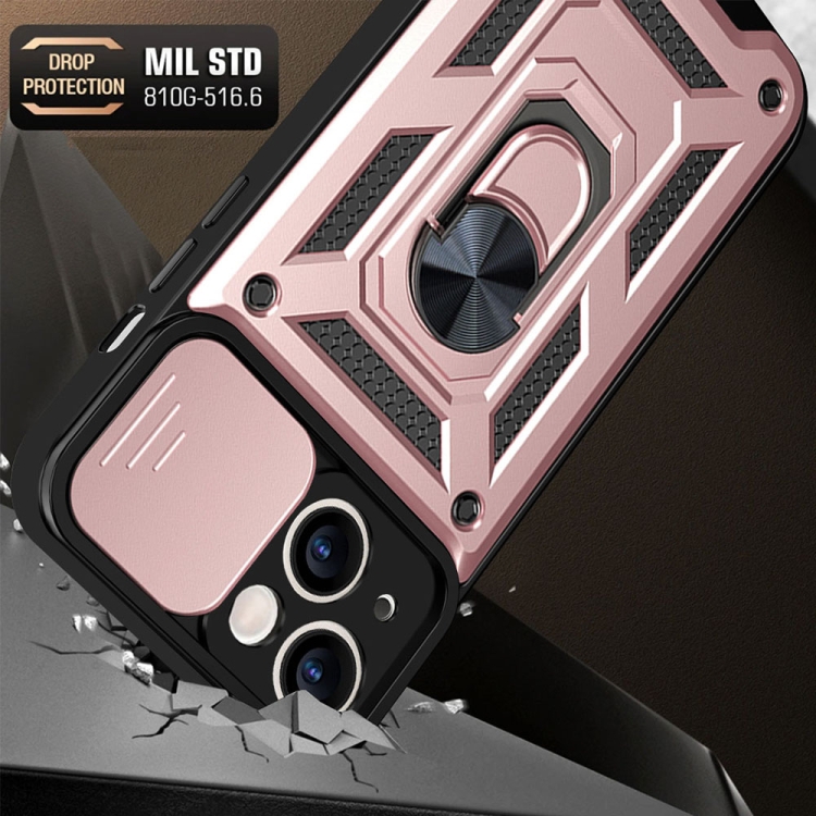  iPhone 14 Skal Armor Hybrid Ring CamShield Roséguld