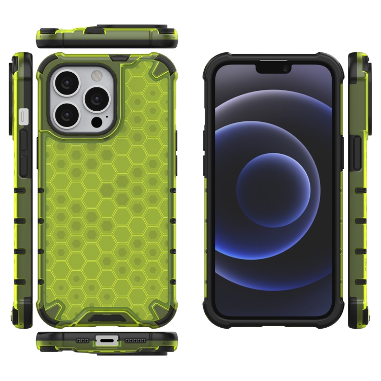  iPhone 14 Skal Shockproof Honeycomb Hybrid Grön