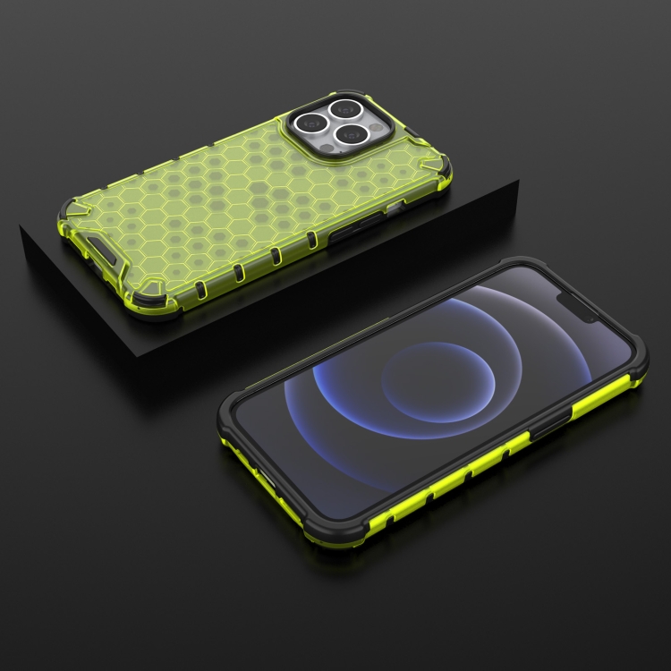  iPhone 14 Skal Shockproof Honeycomb Hybrid Grön