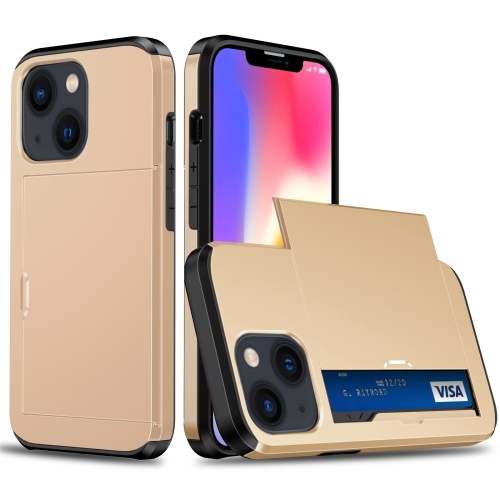  iPhone 14 Skal Hybrid Med Kortfack Guld