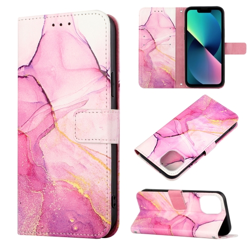  iPhone 14 Fodral Marmor Rosa/Lila/Guld