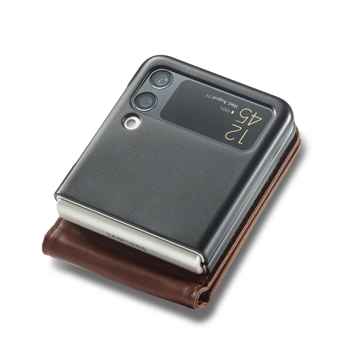 LC.IMEEKE LC.IMEEKE Galaxy Z Flip 4 Fodral Läder Brun