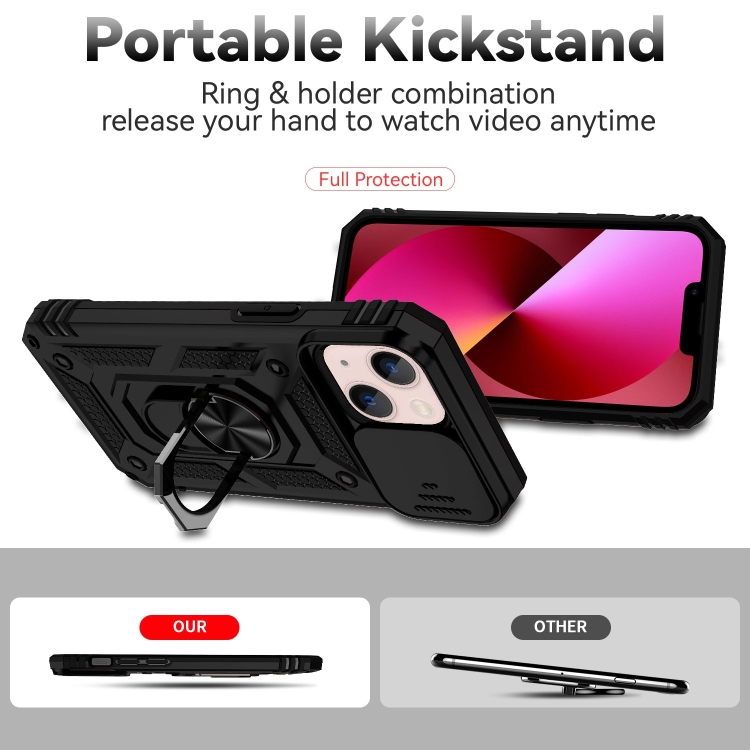  iPhone 14 Skal Ring Armor Med CamShield Svart