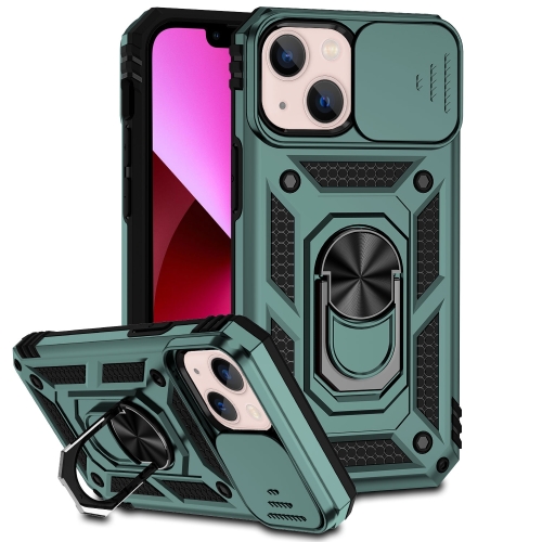  iPhone 14 Skal Ring Armor Med CamShield Grön