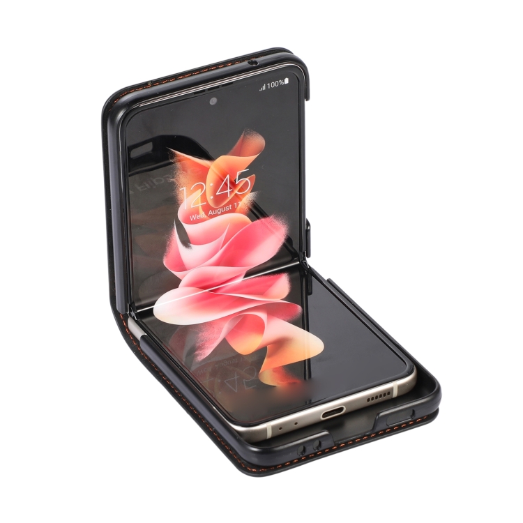  Samsung Galaxy Z Flip 4 Skal Läder Kortfack Röd