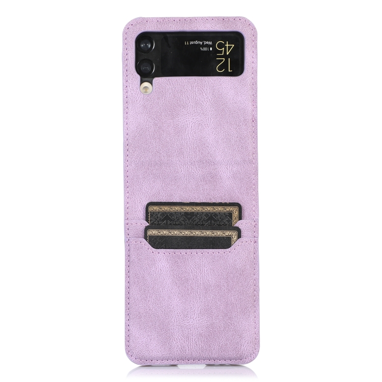  Samsung Galaxy Z Flip 4 Skal Läder Kortfack Lila