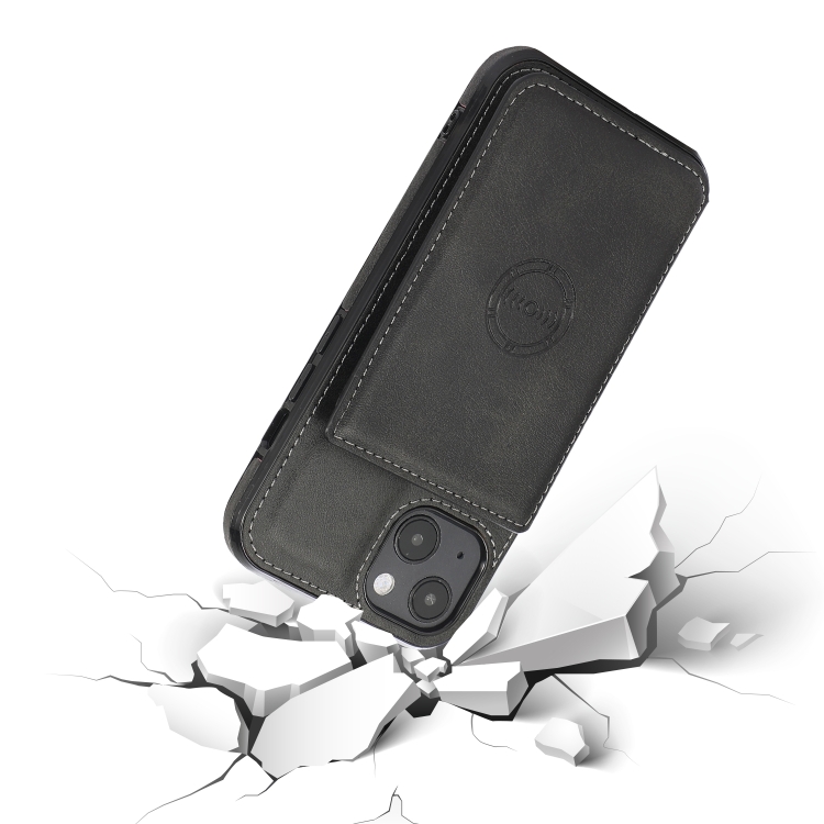  iPhone 14 Läder Skal Med Kortfack Och Magnet Svart
