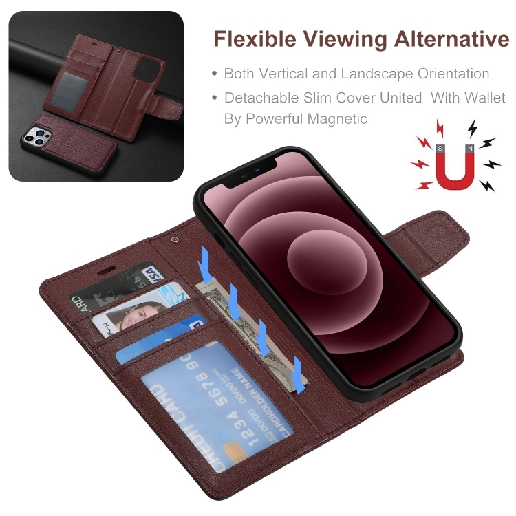  iPhone 14 2in1 Litchi Magnet Fodral / Skal Lila