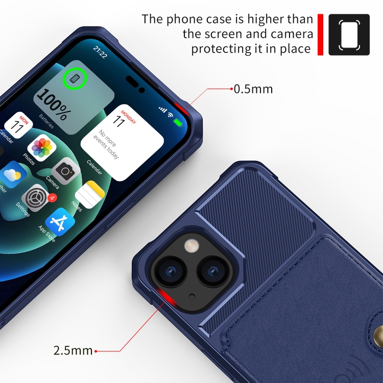  iPhone 14 Skal Med Magnetiskt Plånbok Navy Blue