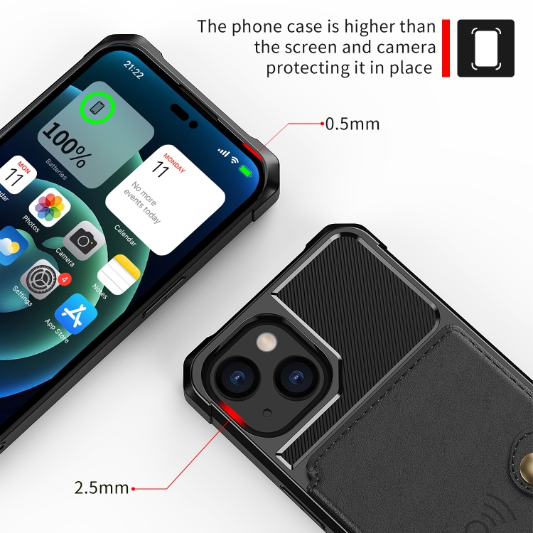  iPhone 14 Skal Med Magnetiskt Plånbok Svart