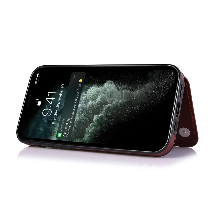  iPhone 14 Läder Skal Med Kortfack Brun