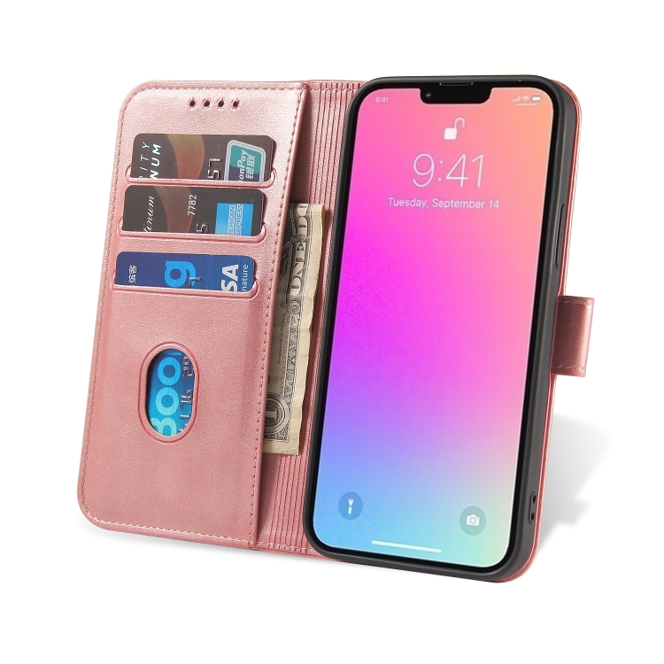  iPhone 14 Fodral Solid Läder Roséguld