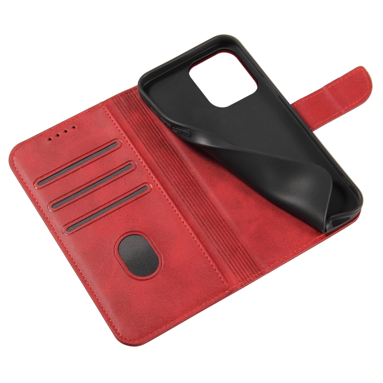  iPhone 14 Fodral Solid Läder Röd