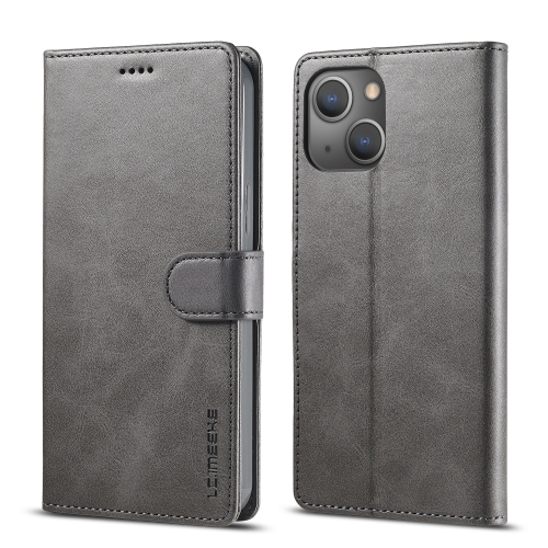 LC.IMEEKE LC.IMEEKE iPhone 14 Fodral Läder Grå