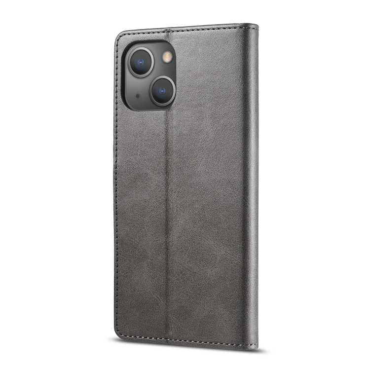 LC.IMEEKE LC.IMEEKE iPhone 14 Fodral Läder Grå