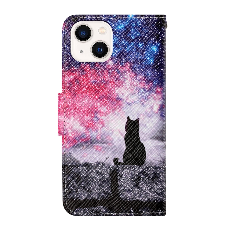  iPhone 14 Fodral Med Tryck Galaxy Katt