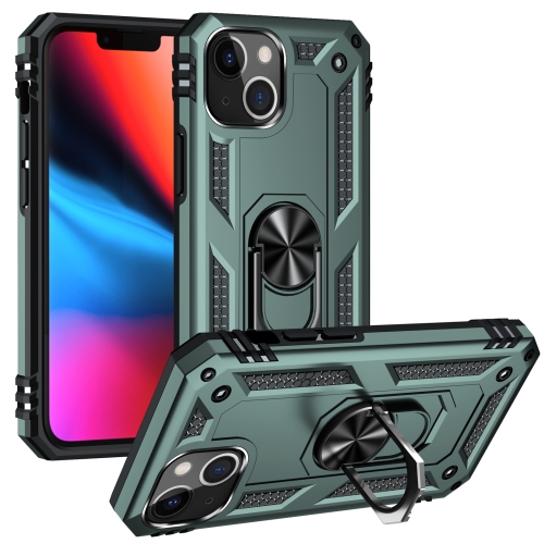  iPhone 14 Plus Skal Shockproof Ring Grön