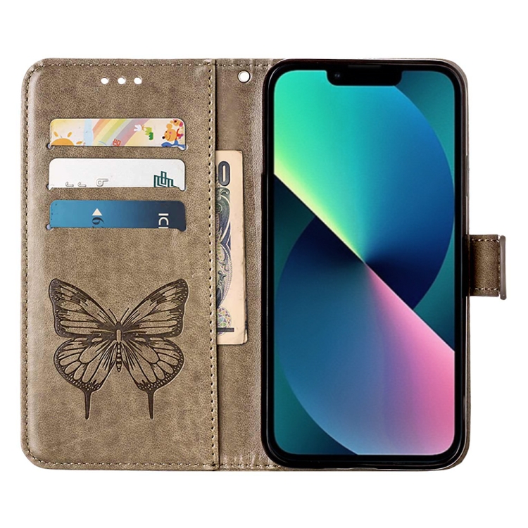  iPhone 14 Plus Fodral Med Tryckt Fjäril Grå