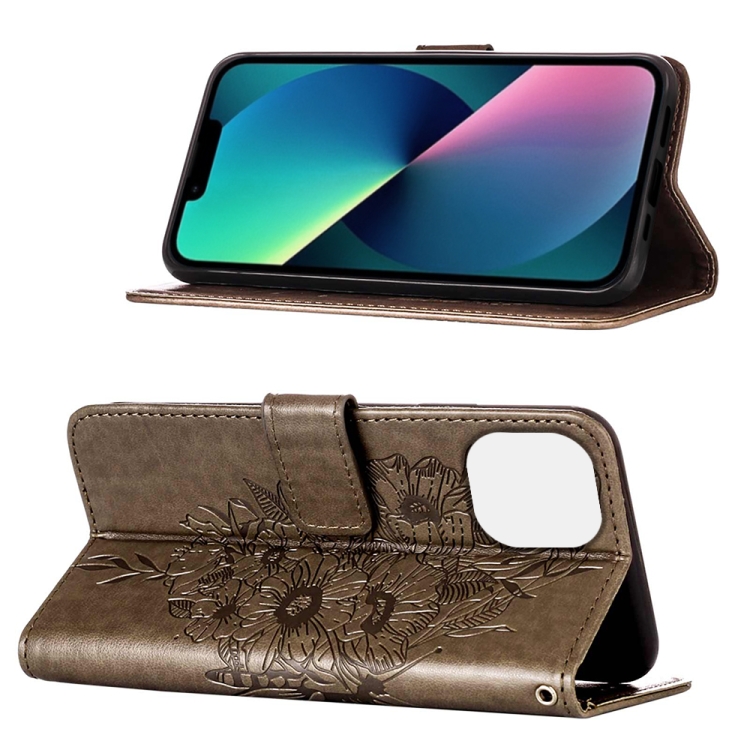 iPhone 14 Plus Fodral Med Tryckt Fjäril Grå