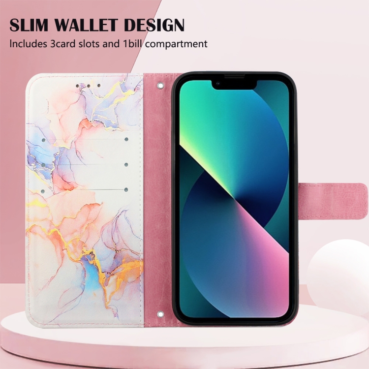  iPhone 14 Plus Fodral Marmor Textur Galaxy Marble White