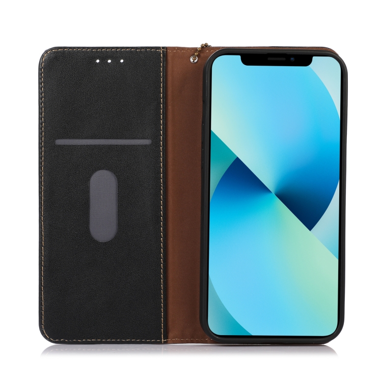 KHAZNEH KHAZNEH iPhone 14 Plus Fodral Nappa Äkta Läder RFID Svart