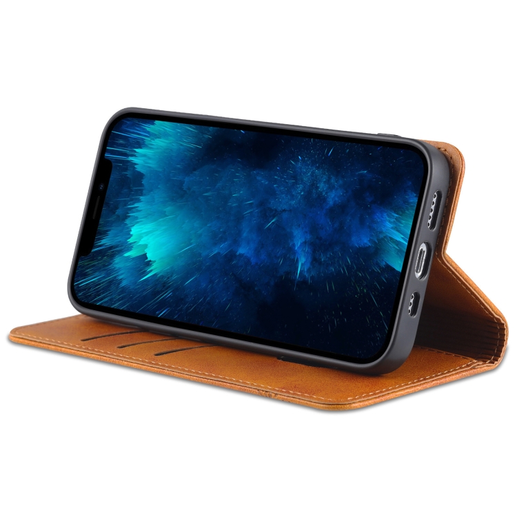 AZNS AZNS iPhone 14 Plus Fodral Flip Läder Brun