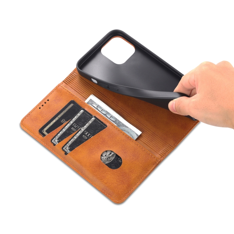 AZNS AZNS iPhone 14 Plus Fodral Flip Läder Brun