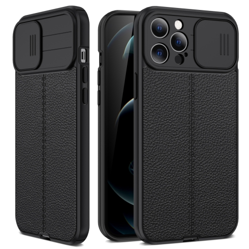  iPhone 14 Plus Skal CamShield Litchi Textur Svart