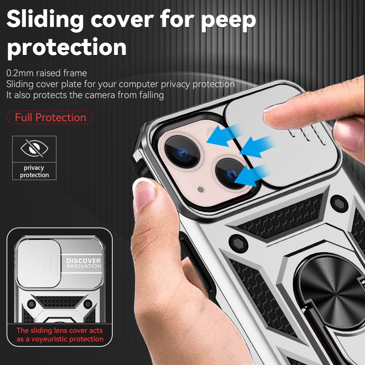  iPhone 14 Plus Skal CamShield Hybrid Ring Silver