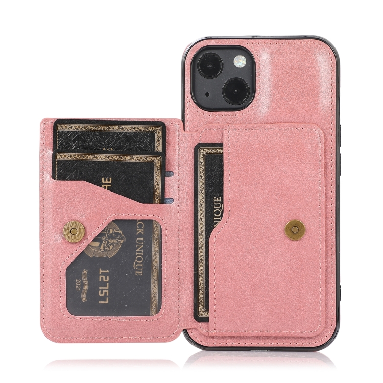  iPhone 14 Plus Skal Med Kortfack Och Magnet Roséguld