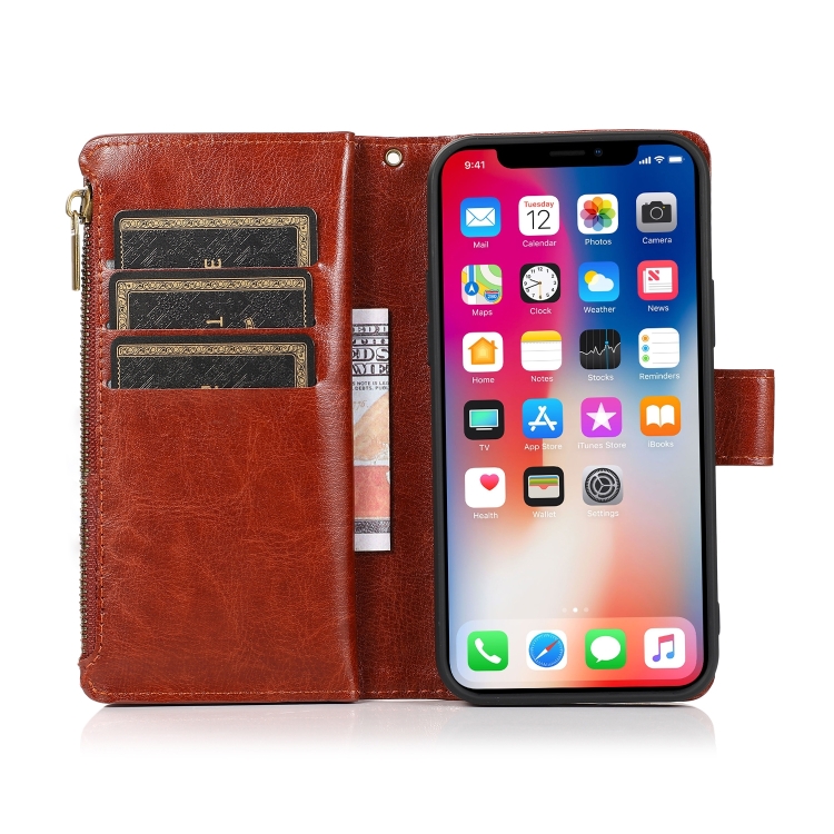  iPhone 14 Plus 9-Korts Plånboksfodral Brun