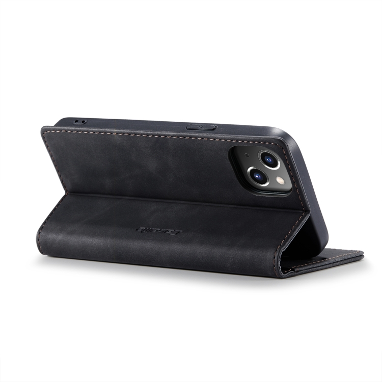 CASEME CASEME iPhone 14 Plus Fodral Flip Retro Läder Svart