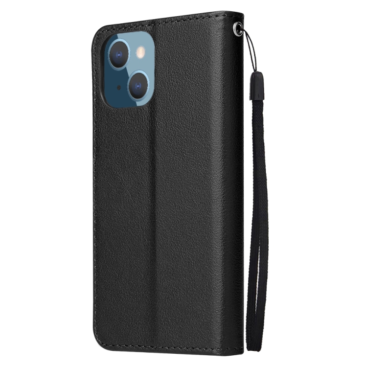  iPhone 14 Plus Fodral Läder Med Snodd Svart