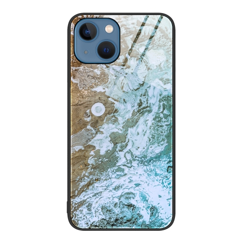  iPhone 14 Plus Skal Marmor Härdat Glas Beach