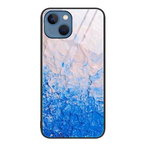  iPhone 14 Plus Skal Marmor Härdat Glas Ocean Waves
