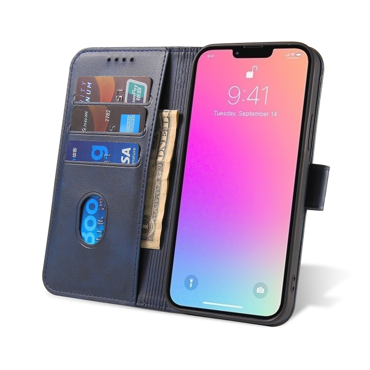  iPhone 14 Plus Fodral Solid Läder Blå
