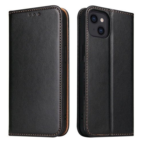  iPhone 14 Plus Flip Fodral Äkta Läder Svart