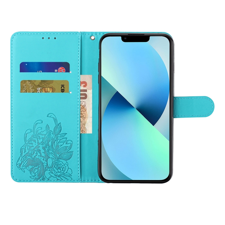  iPhone 14 Plus Fodral Med Tryck Tiger Blå