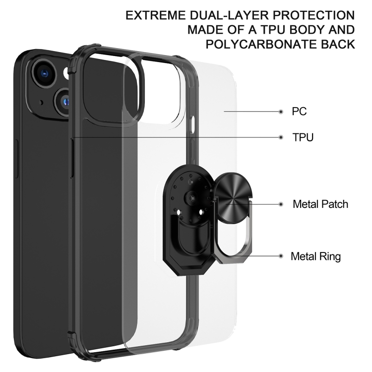  iPhone 14 Pro Skal Hybrid Armor Shockproof Ring Svart