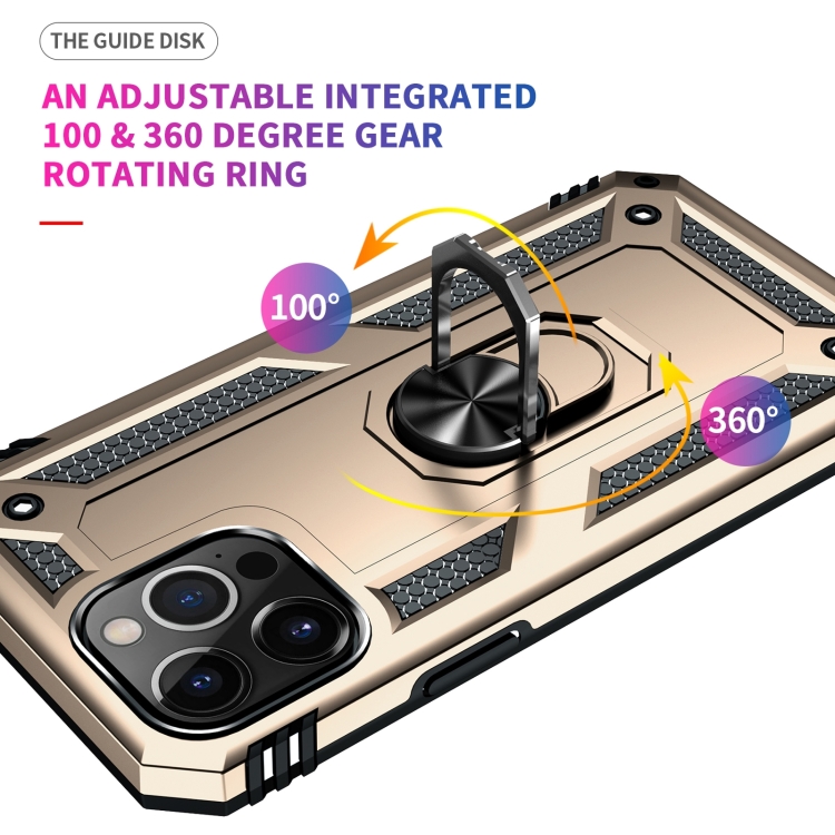  iPhone 14 Pro Skal Hybrid Armor Ring Guld