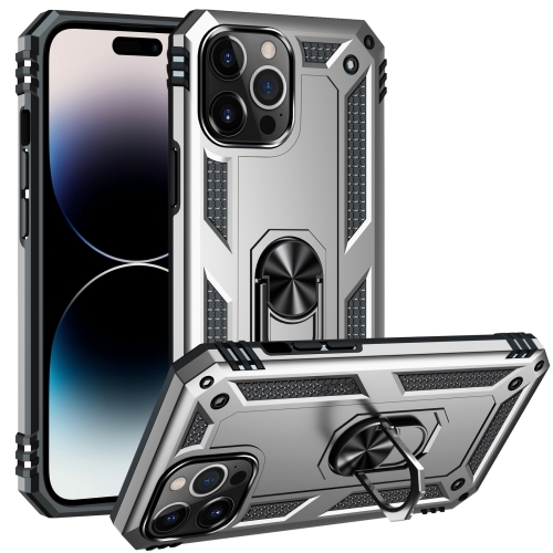  iPhone 14 Pro Skal Hybrid Armor Ring Silver