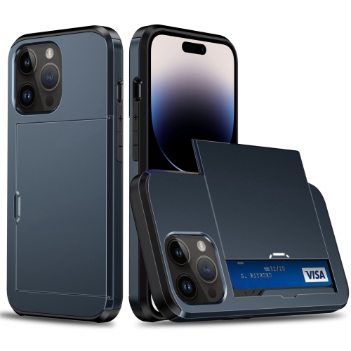  iPhone 14 Pro Skal Hybrid Med Kortfack Mörk Blå