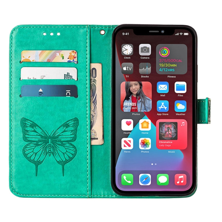  iPhone 14 Pro Fodral Med Tryckt Fjäril Grön