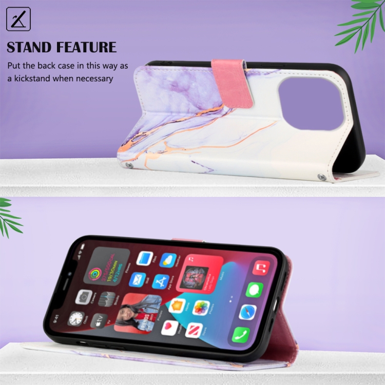  iPhone 14 Pro Fodral Marmor Vit/Lila