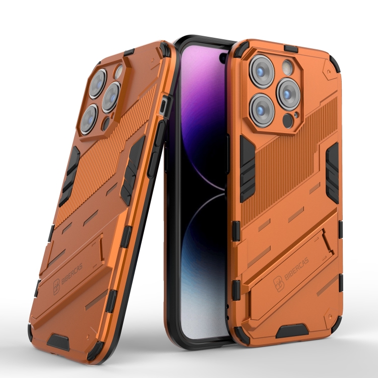  iPhone 14 Pro Skal Hybrid Med Kickstand Orange