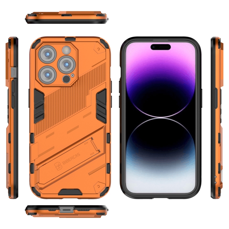  iPhone 14 Pro Skal Hybrid Med Kickstand Orange