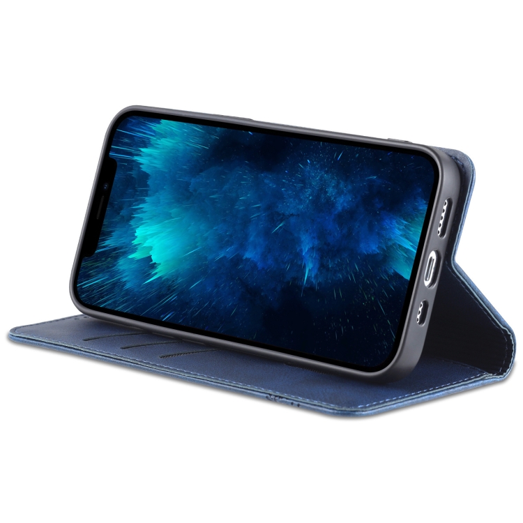 AZNS AZNS iPhone 14 Pro Fodral Flip Läder Mörk Blå