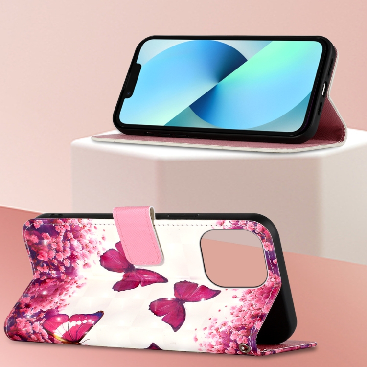  iPhone 14 Pro Fodral Med Tryck Rosa Fjäril