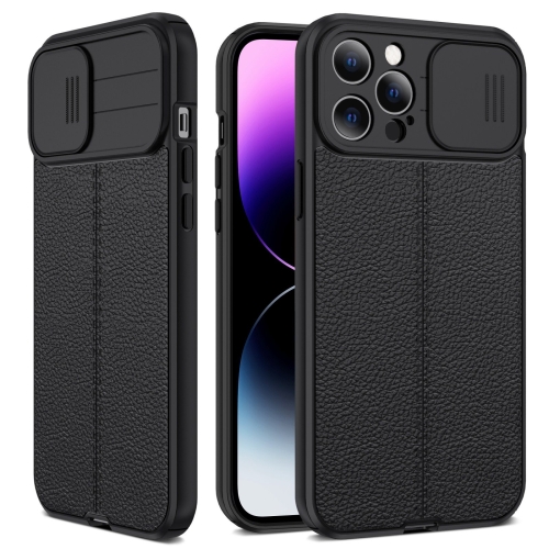  iPhone 14 Pro Skal Litchi CamShield Svart